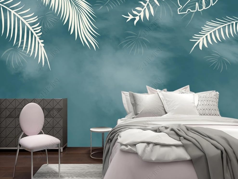 Papier peint intissé feuilles tropicales facile à poser pour masquer les défauts d'un mur