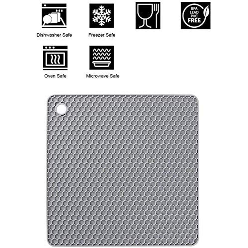 Tapis de Table de Mariage Western, Tapis de Table en Nid d'abeille en Silicone antidérapant Anti-Brûlures pour la Décoration Sets de Table de Fête de Noël Ensemble de 6, Gris X6