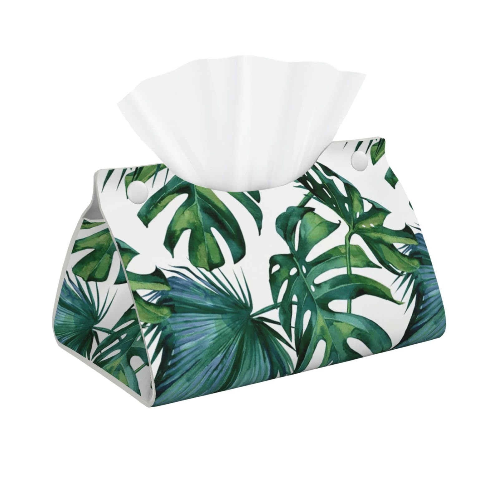 Green Banana Leaves Print Long Tissue Box Cover Tissue Dispenser Box For Living Room, Office, Car, Bathroom