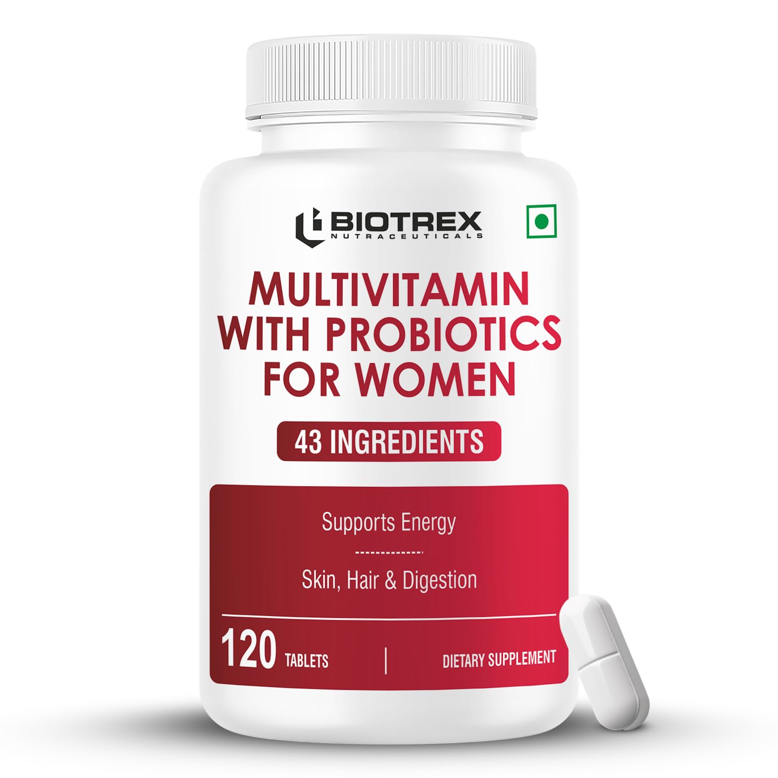 Biotrex Nutraceuticals Multivitamin With Probiotics For Women | Combination of 43 Ingredients | Enhances Energy & Strong Immune Function | Antioxidant | Hair, Skin & Nails | Purity Tested - 120 Tablets-picture-35