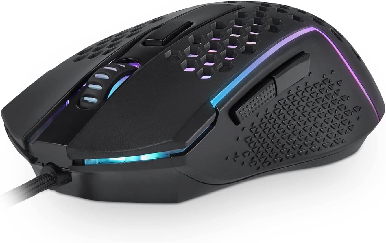 Redragon M987 Lightweight 55g Honeycomb Gaming Mouse RGB Backlit Wired 6 Buttons Programmable with 12400 DPI for Windows PC Computer (Renewed)