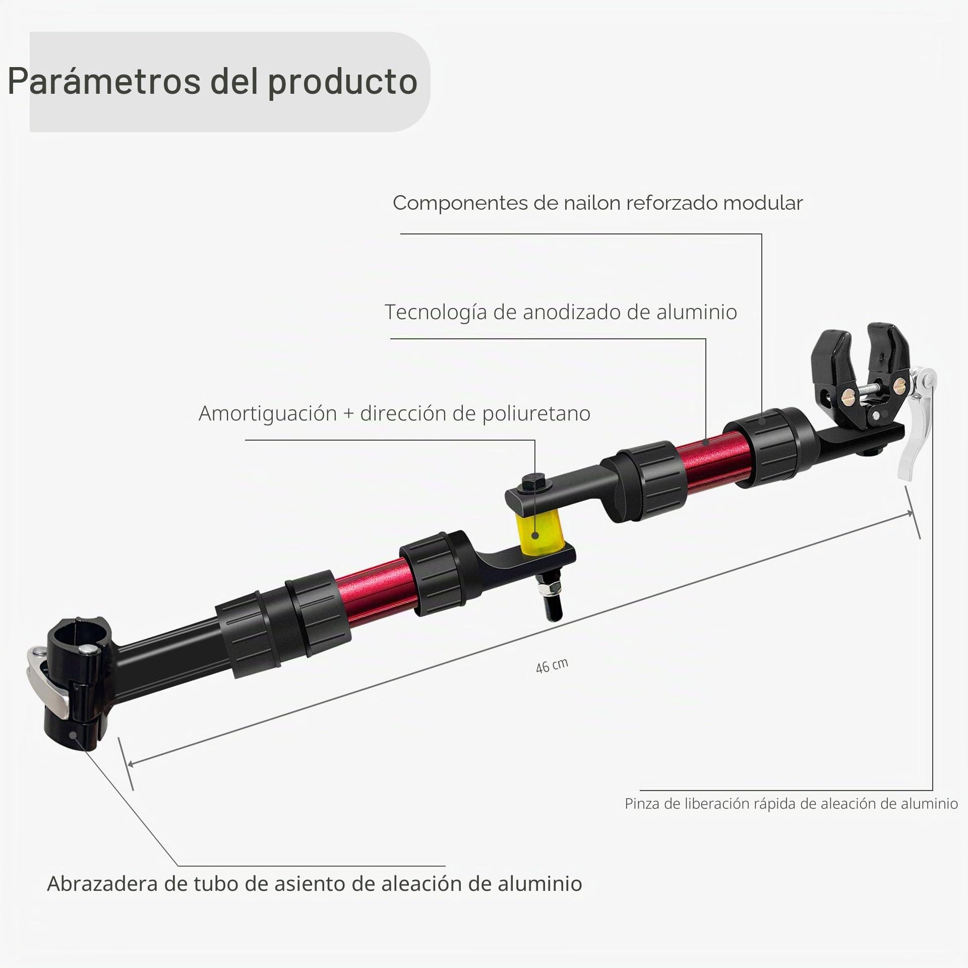 Mimoke Adaptador de remolque de bicicleta – Diseño modular de nailon, sistema de amortiguación y dirección, adecuado para bicicletas con diámetro de tubo de asiento de 27 – 32 mm
