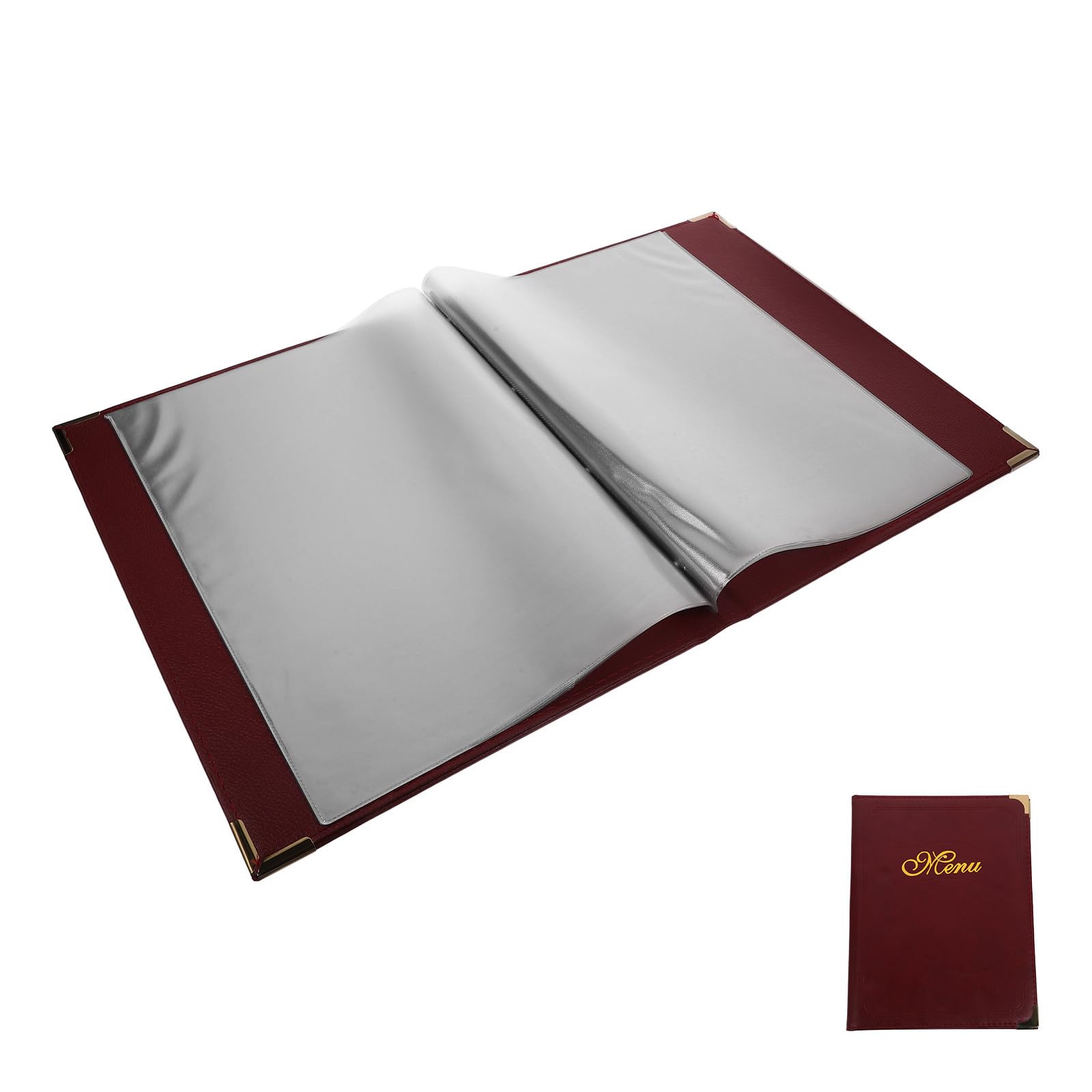 Libretto Menu A4 in Cuoio, Portamenu Trasparente per Locale