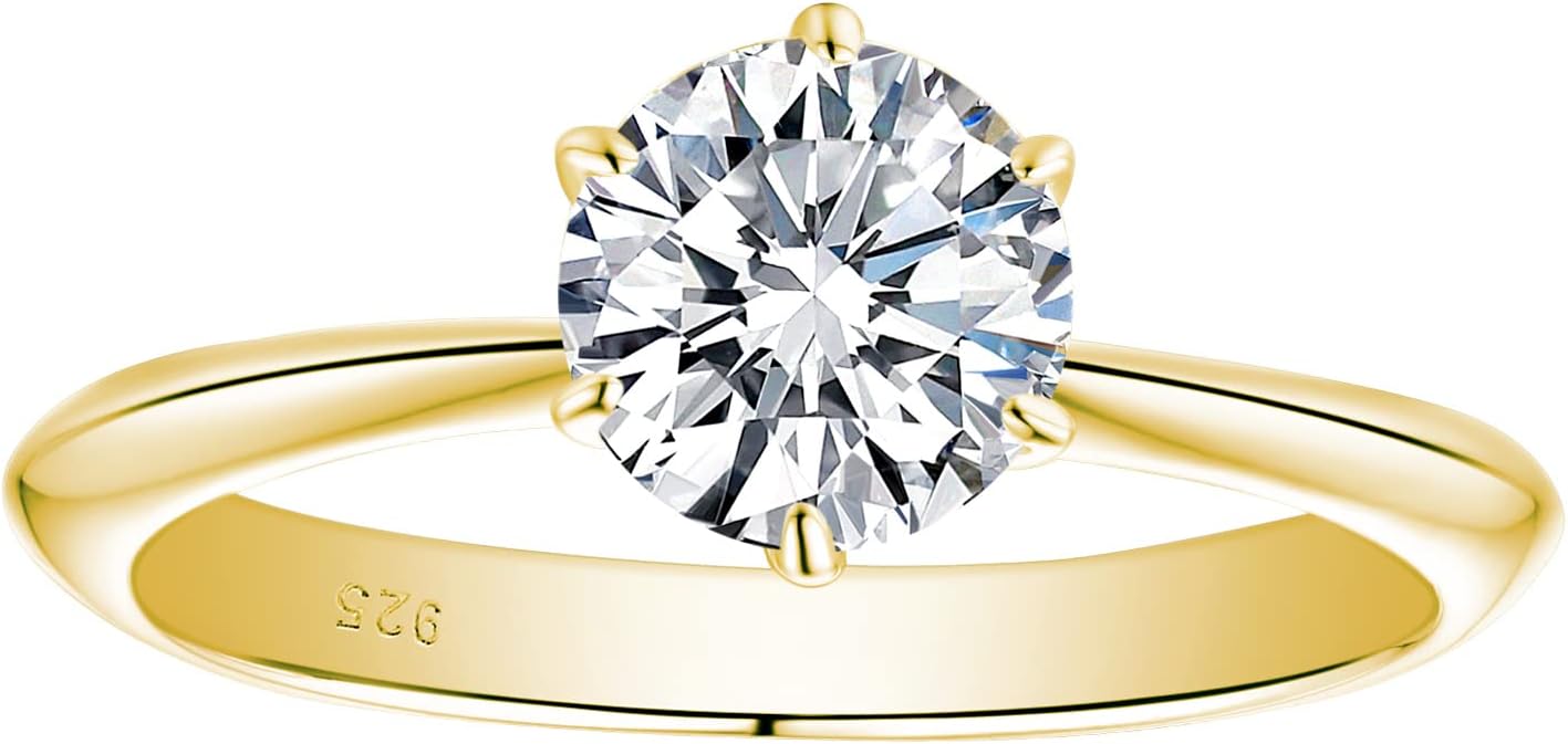 Moissanite Engagement Rings for Women Wedding Band Ring 925 Sterling Silver Round Solitaire Size 4-13