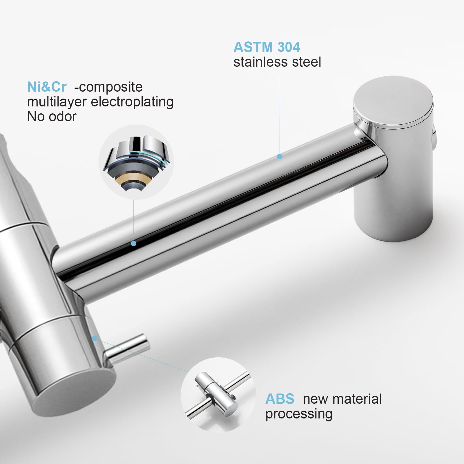 OFFO Shower Slide Bar Combo, 620mm（24 in） Segmental Slide Bar with 6-Mode High Pressure Handheld Shower Head and 60 in Stainless Steel Hose, Chrome - 2