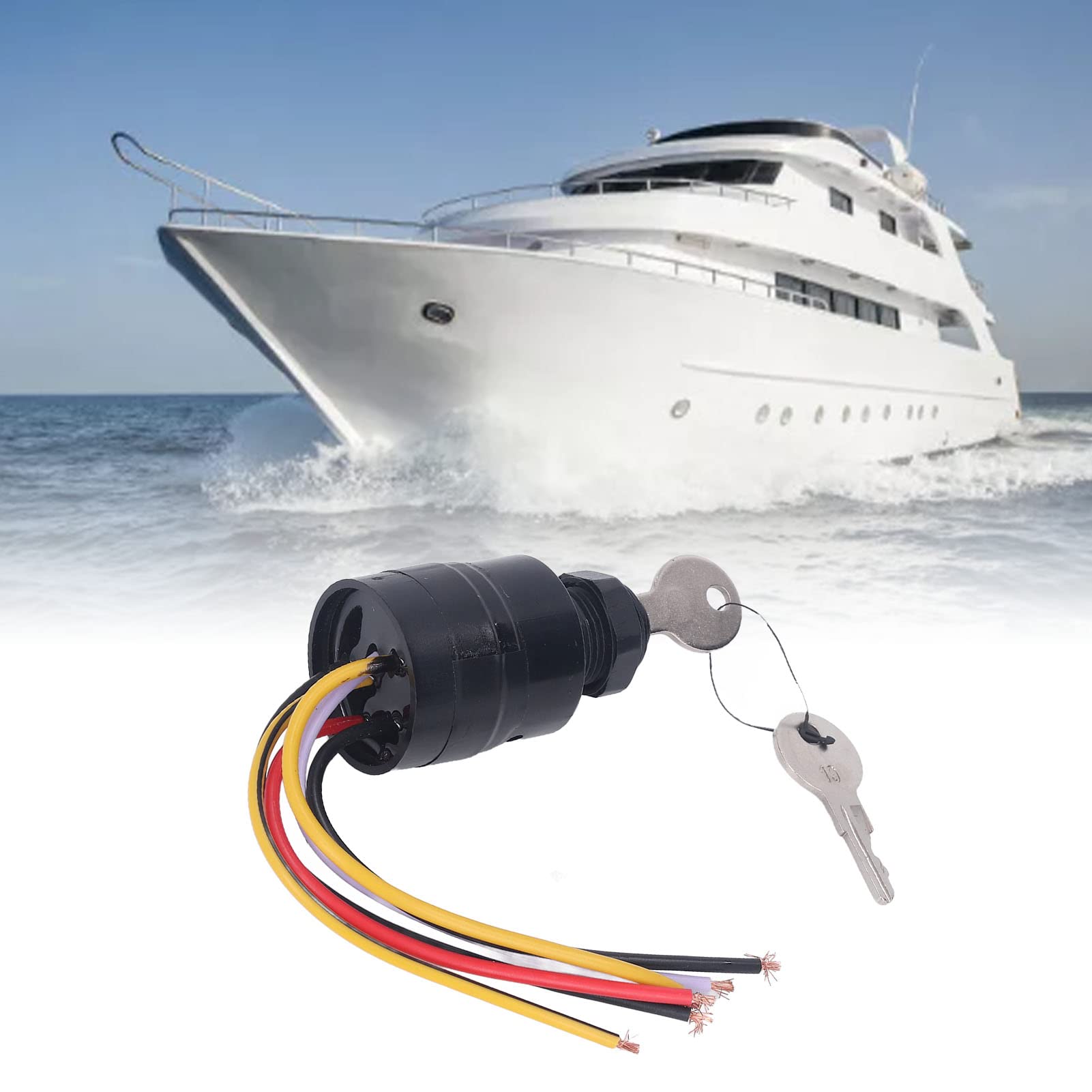 Interrupteur D’allumage à Clé 6 Fils – Pour Moteur Hors-bord Bateau, Sécurité Renforcée, Installation Facile, Polyester Et Laiton