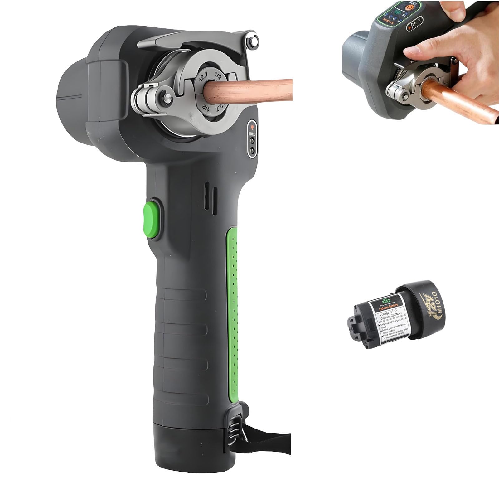 DzkZen Flaring Tools Copper Tube Expander, Electric Eccentric Air Conditioner Copper Tube Expansion Horn Tool, 45 Degree Eccentric Flaring Tool 1battery