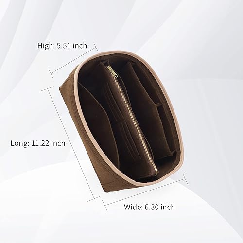 Miniatura 2 de Organizador de bolsos y modelador de base para Speedy 30 & Neverfull mm, organizador de bolsas de fieltro para bolsos con cremallera de metal bolsa