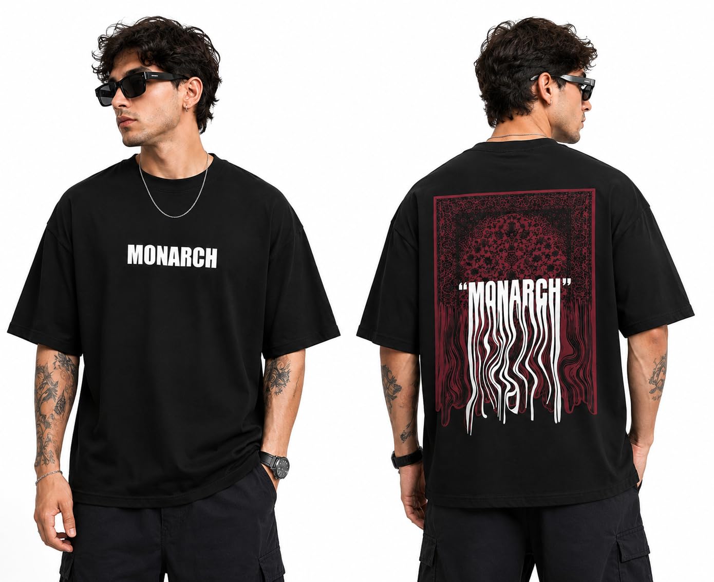 Monarch Graphic Oversized T-Shirt for Men, White-image-17