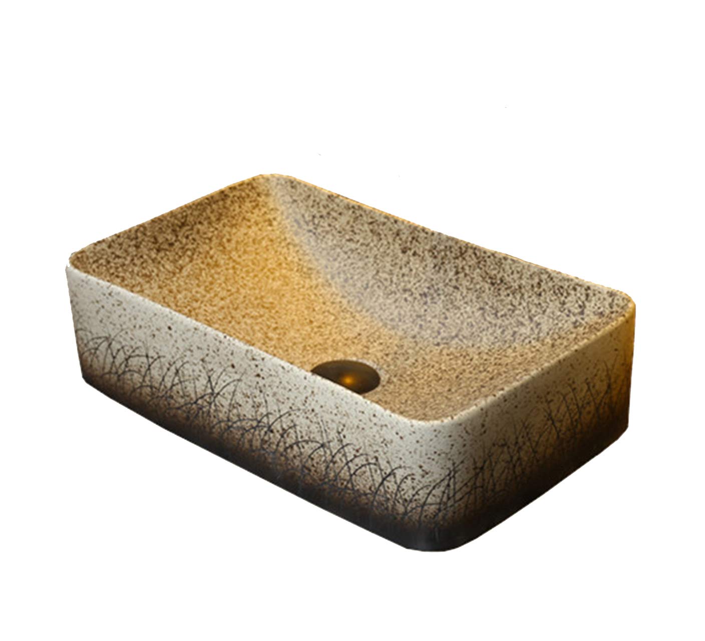 TIANQIHAO Retro Sink, Ceramic Vanity Vessel Sink Sinks And Faucet Combo With Hole For Lavatory Cabinet,Single Basin,