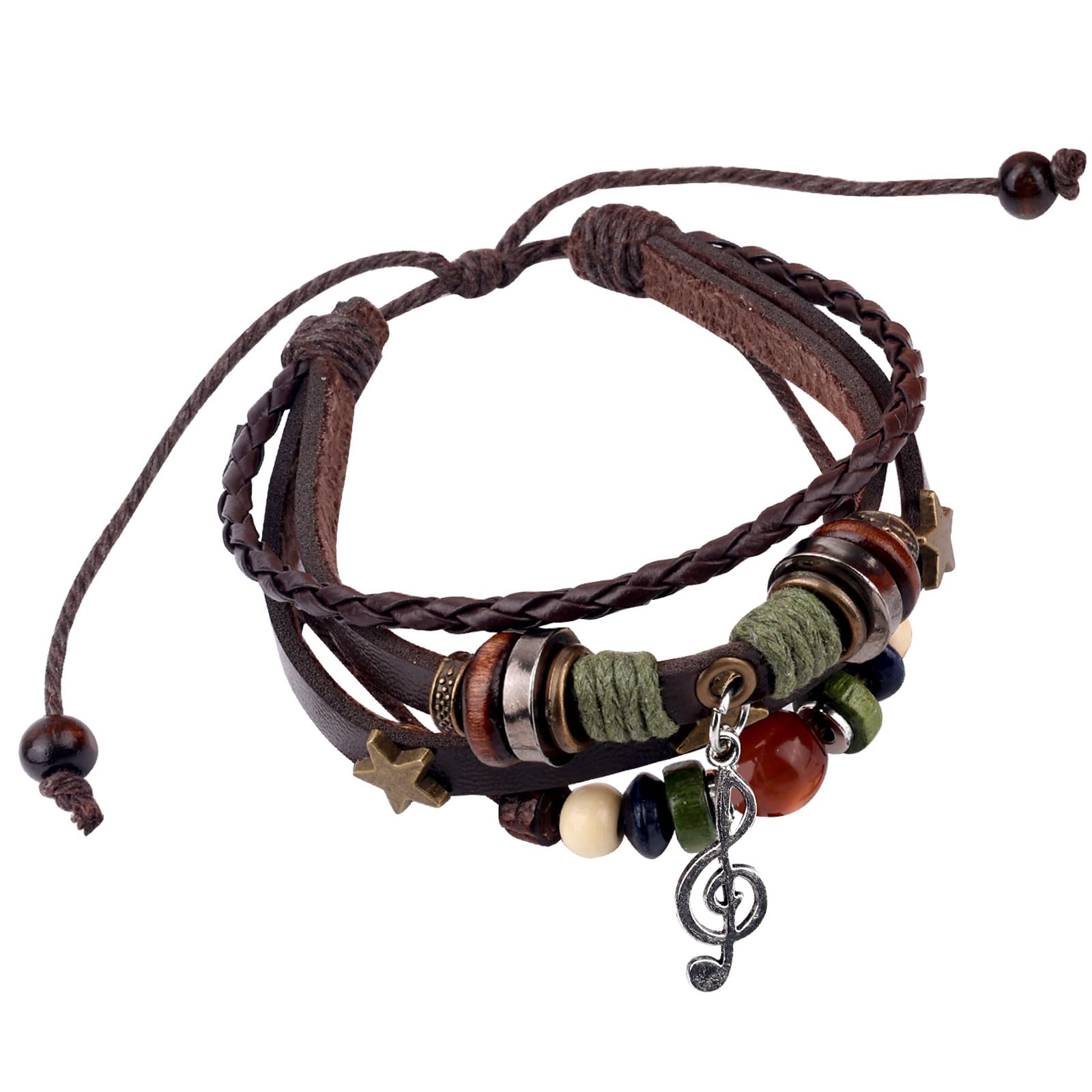 Fairy Grunge Bracelet, Stackable Leather Music Bracelet Braided Beaded Bracelet Handmade Beaded Bracelet Grunge Jewelry Aesthetic Fairycore Grunge Accessories for Women