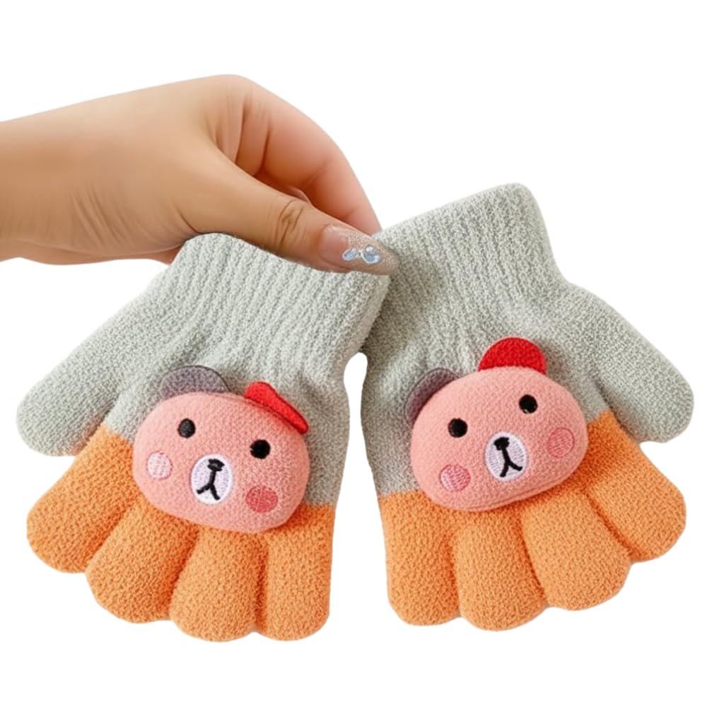 Baby Winter Gloves for 1-7 Years | Cute Teddy Bear Design Full Finger Knitted Hand Gloves | Warm, Windproof, Flexible, Gift for Kids Baby Winter Gloves for 1-7 Years | Cute Teddy Bear Design Full Finger Knitted Hand Gloves | Warm, Windproof, Flexible, Gift for Kids