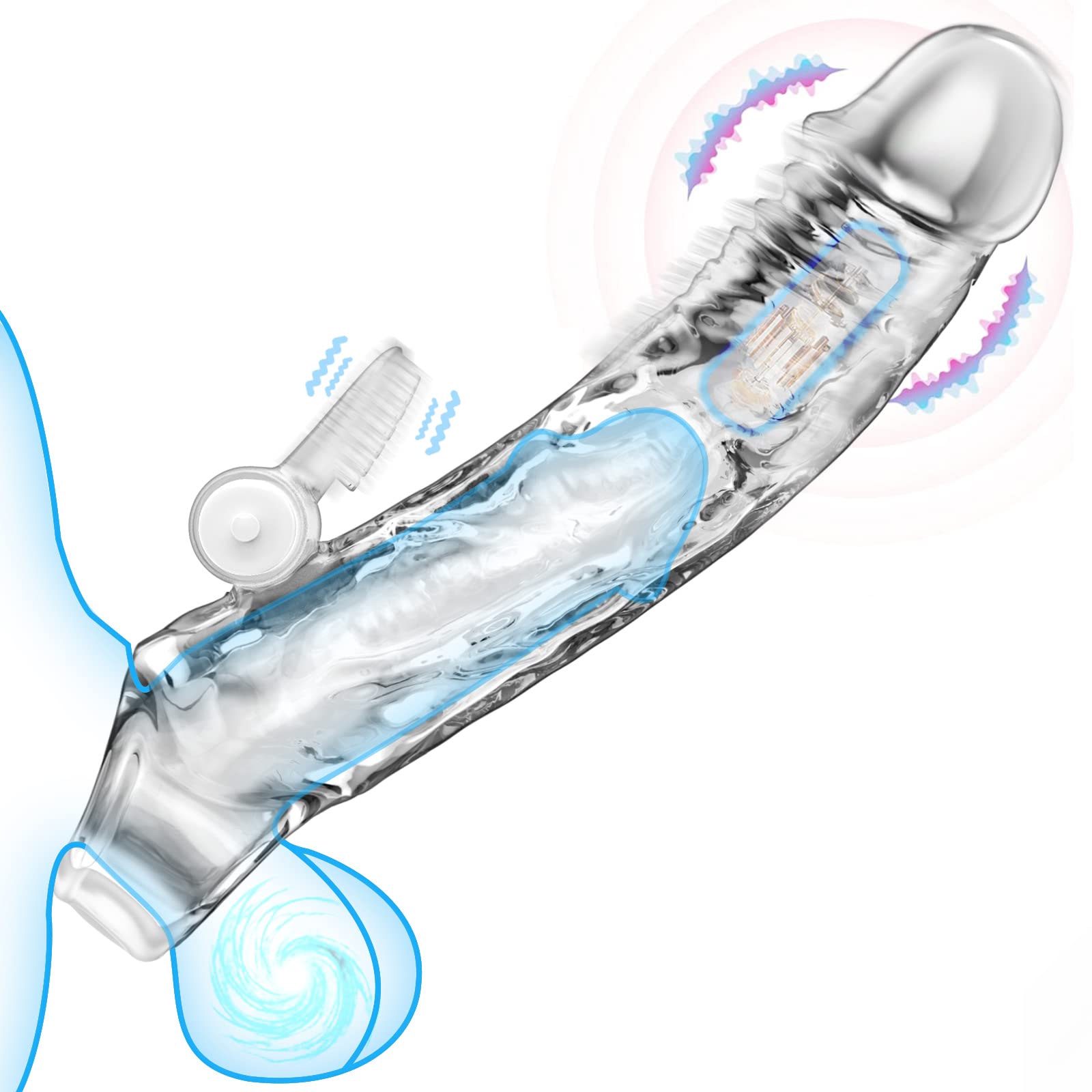 Penismanschetten mit Hodenring & Vibratoren, Penishülle für  Penisvergrößerung und Zeit verlängern mit Stimulation der Klitoris und  G-punkt, Penis Sleeve Erbessern Ausdauer Sexspielzeug für Männer :  Amazon.de: Drogerie & Körperpflege