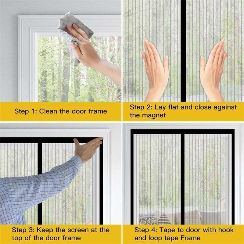 Image of Premium Magnetic Screen Door, Heavy-Duty Reinforced Mesh, Ultra-Dense Weave, Smooth Auto-Close, Pets & Kids - Hands-Free, No-Gap Seal