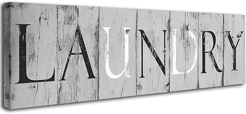 Lienzo vintage para cuarto de servicio, arte de pared rústico de granja, letreros enmarcados con placa decorativa para pared