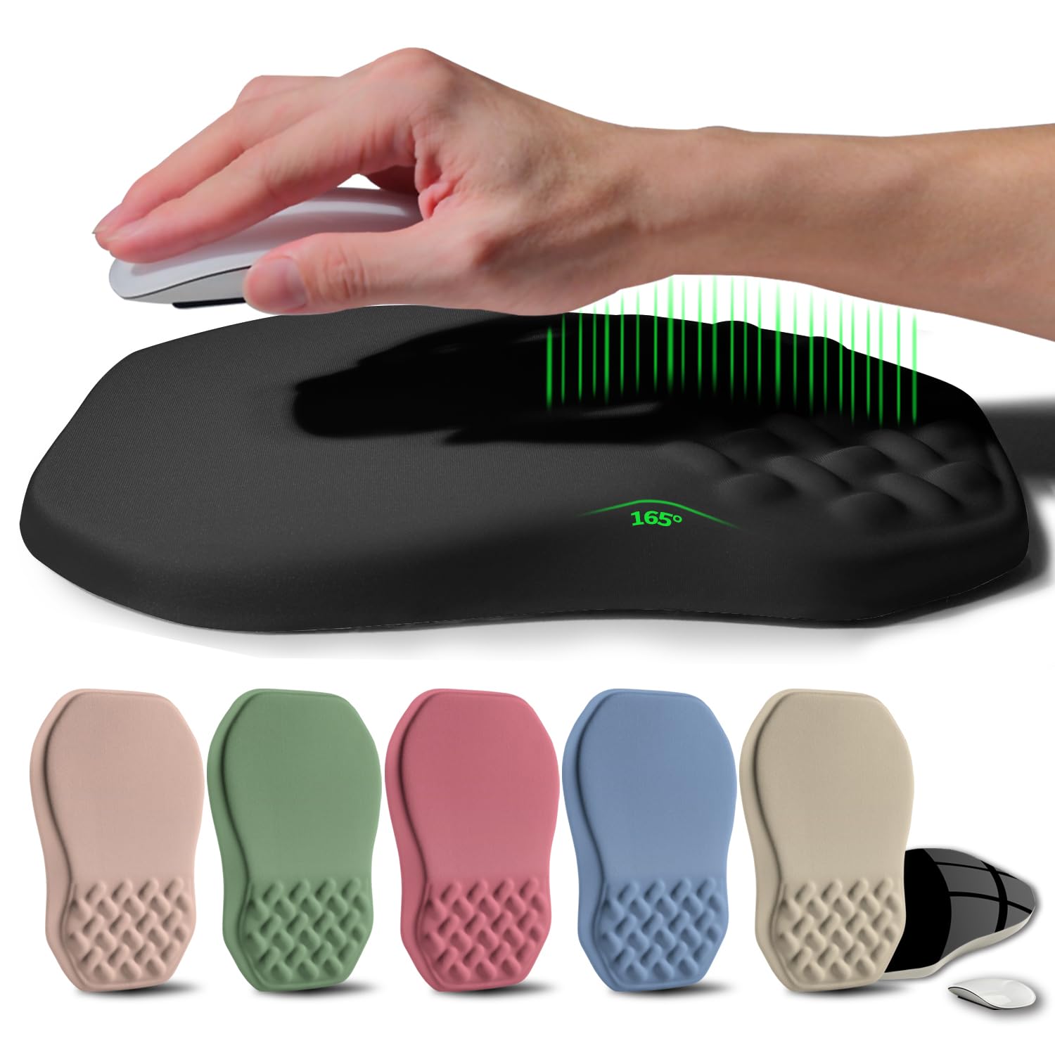 ergonomic raised mouse pad wrist support with bilateral slope memory foam mousepad for wrist rest and carpal tunnel pain relief 11.8x7.9? black