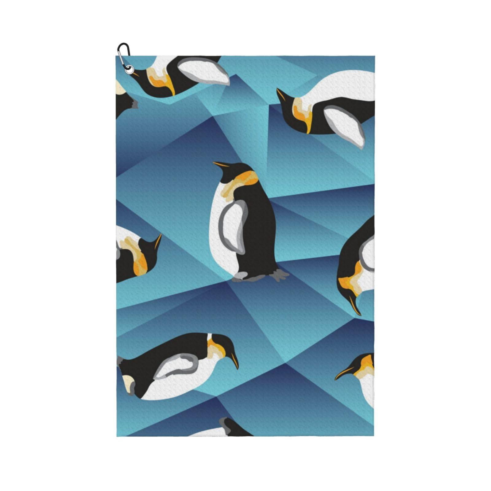 Hnnkloy Abstract Polygon Penguin, 16x24 in Portable Waffle Golf Towels with Carabiner Clip for Golf Bag