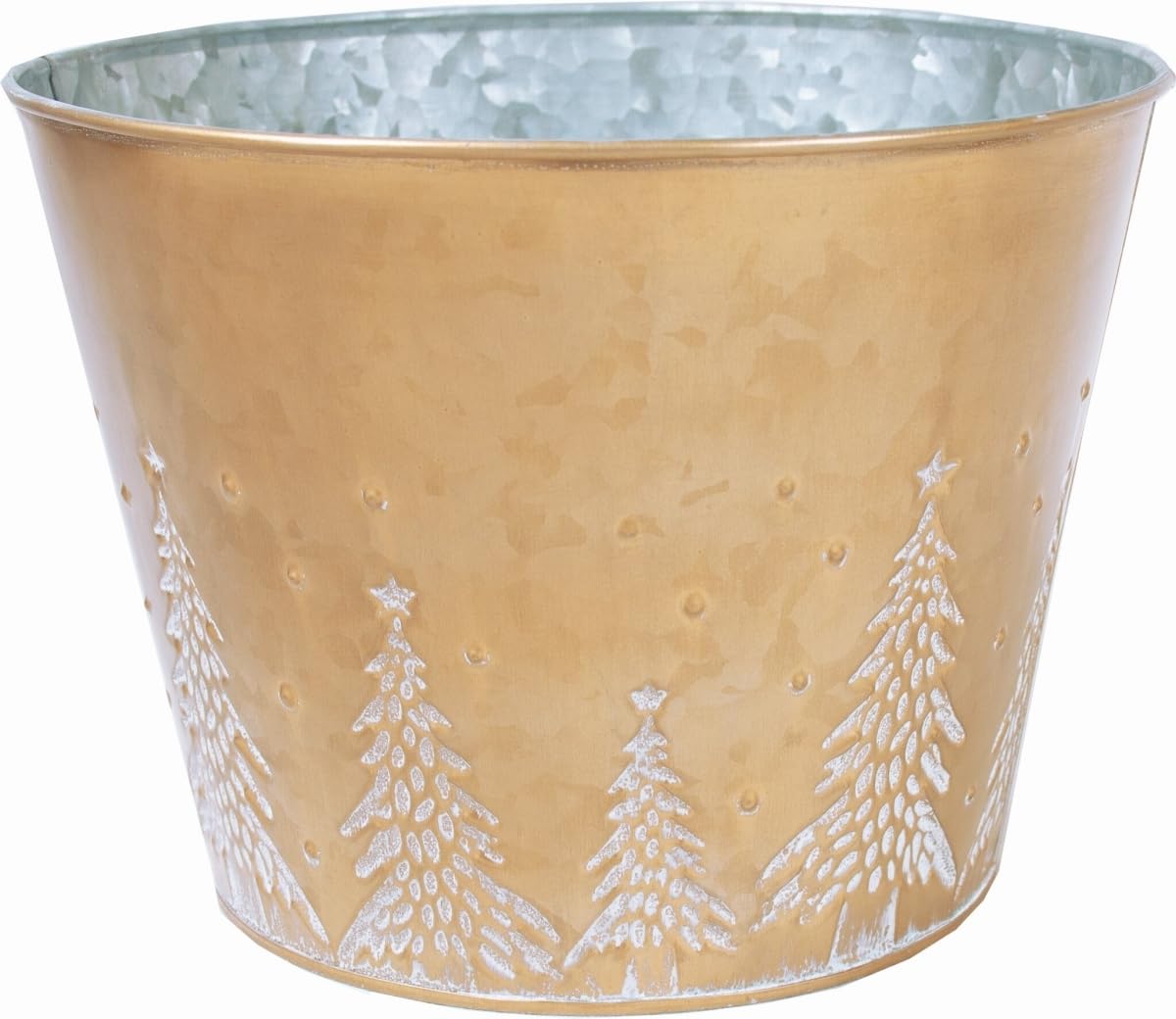 212 Main Gold with White Trees Pattern Planter