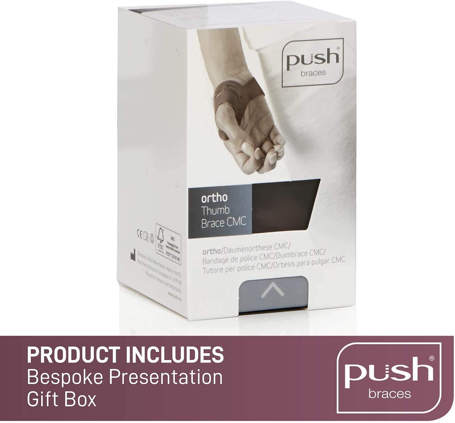 PUSH Ortho CMC Thumb Brace Osteoartritis, reduce el dolor, soporte postoperatorio, estabilidad CMC, inserto de metal contorneado, impermeable, antibacteriano (derecho - tamaño 0)