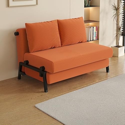 CHAANG ソファベッド 2人掛け 折りたたみソファ フロア コンパクト ロー 完成品 圧縮梱包 一人暮らし 来客用 おしゃれ オレンジ 幅120cm