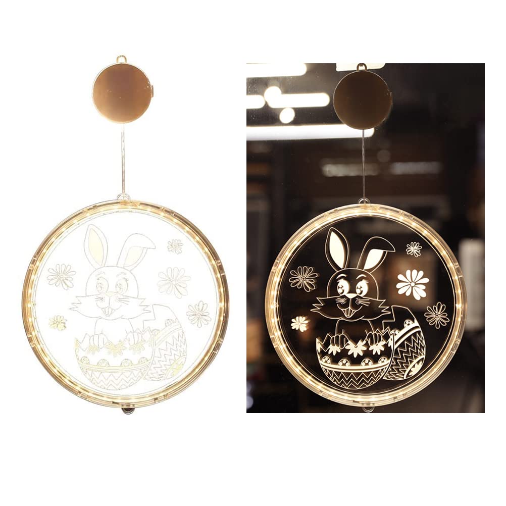 Decorazioni luminose per finestre di Pasqua, 3 pezzi, luci di Pasqua a LED arancione rosa verde, a batteria con ventosa | Leroy Merlin