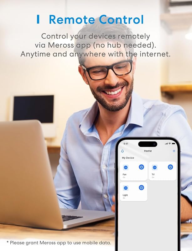 Meross WiFi Okos Konnektor Energiafogyasztás Méréssel - Alexa és Google Home Kompatibilis Időzíthető Távirányítható Aljzat, 16A 3840W, 2db F