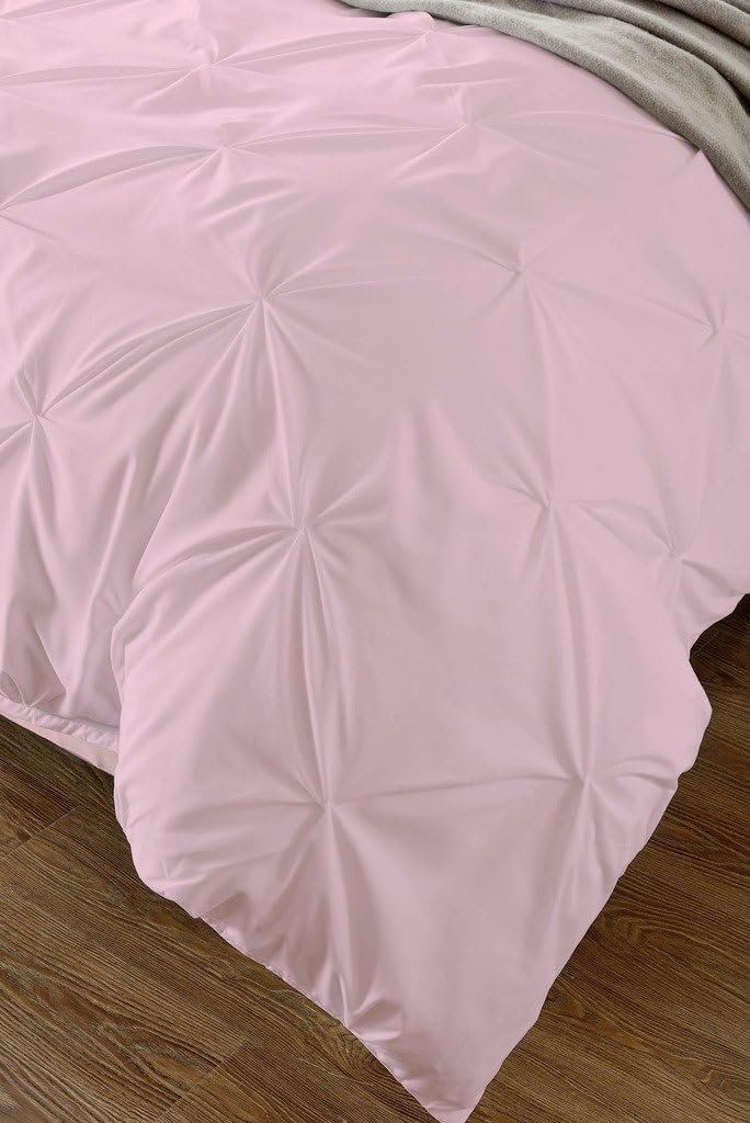 Stylish Pinch Pleated 1 PCs Decorative Duvet Cover(Pink, King/Cal King) Luxurious 100% Egyptian Cotton 300 Thread Count