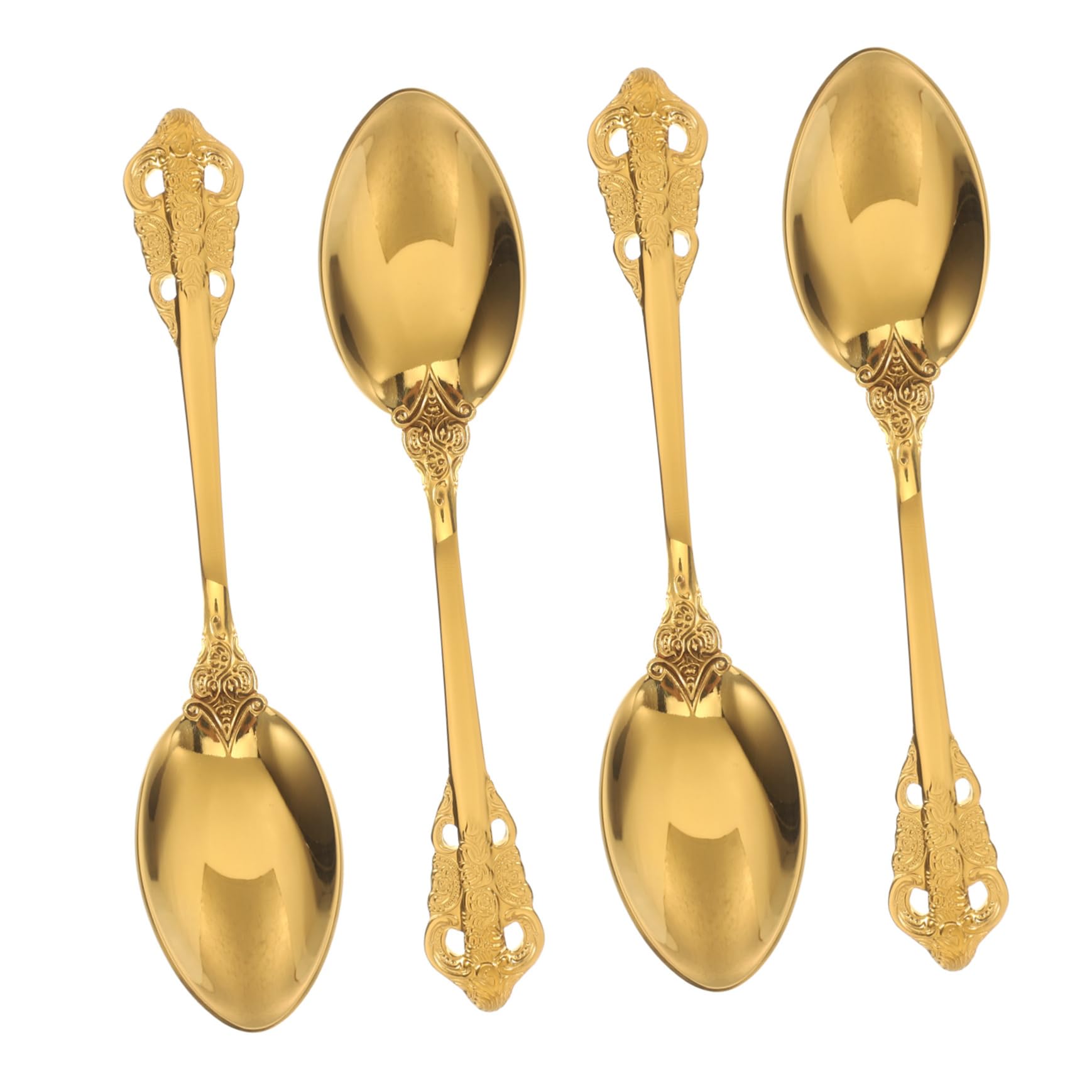 Unomor 4pcs Stainless Steel Tableware Set Ice Tea Spoons Mini Dessert Measuring Spoon Honey Milkshake Royal Style