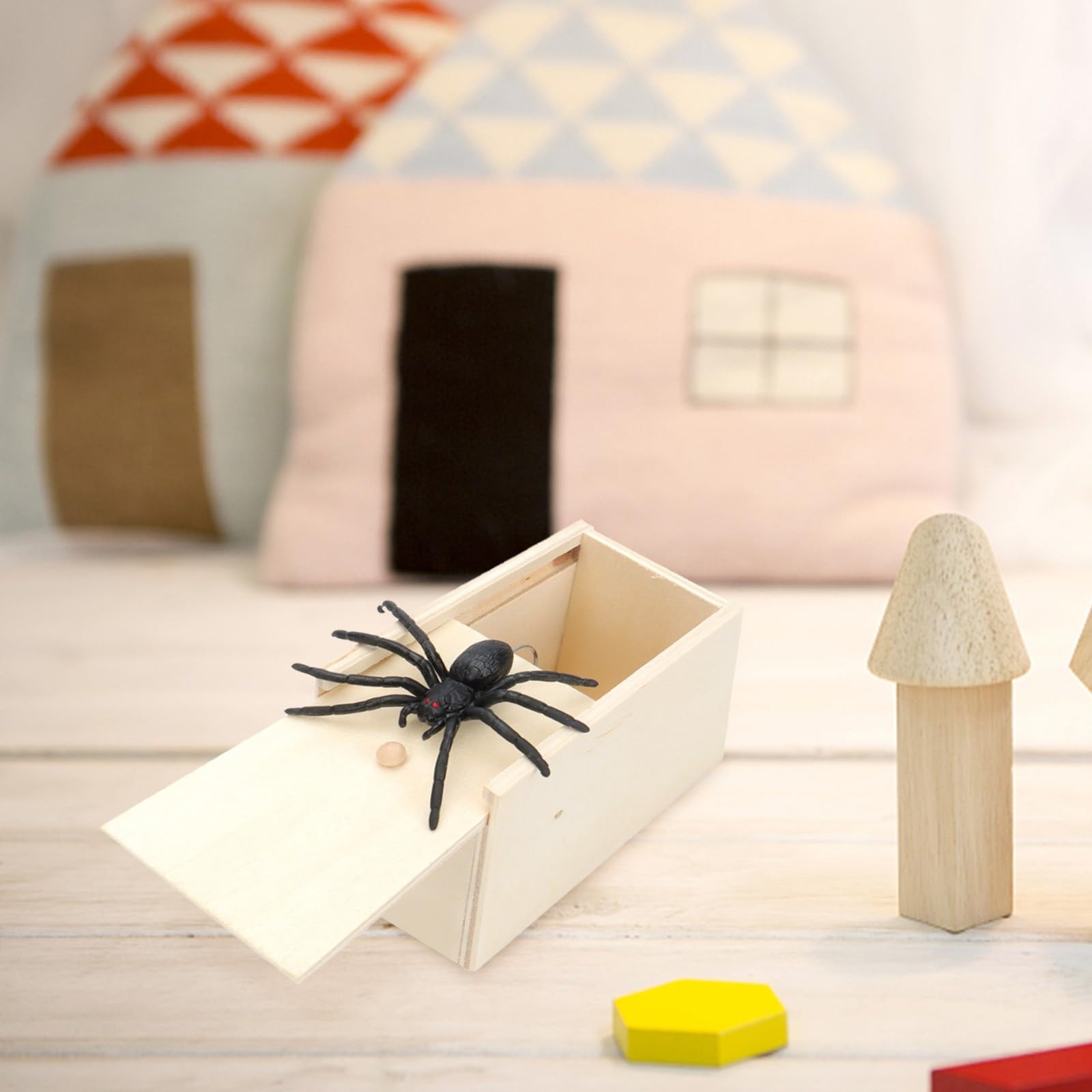 Caja Sorpresa De Araña De Goma | Broma Clásica De Madera | Ideal Para Halloween Y Día De Los Inocentes