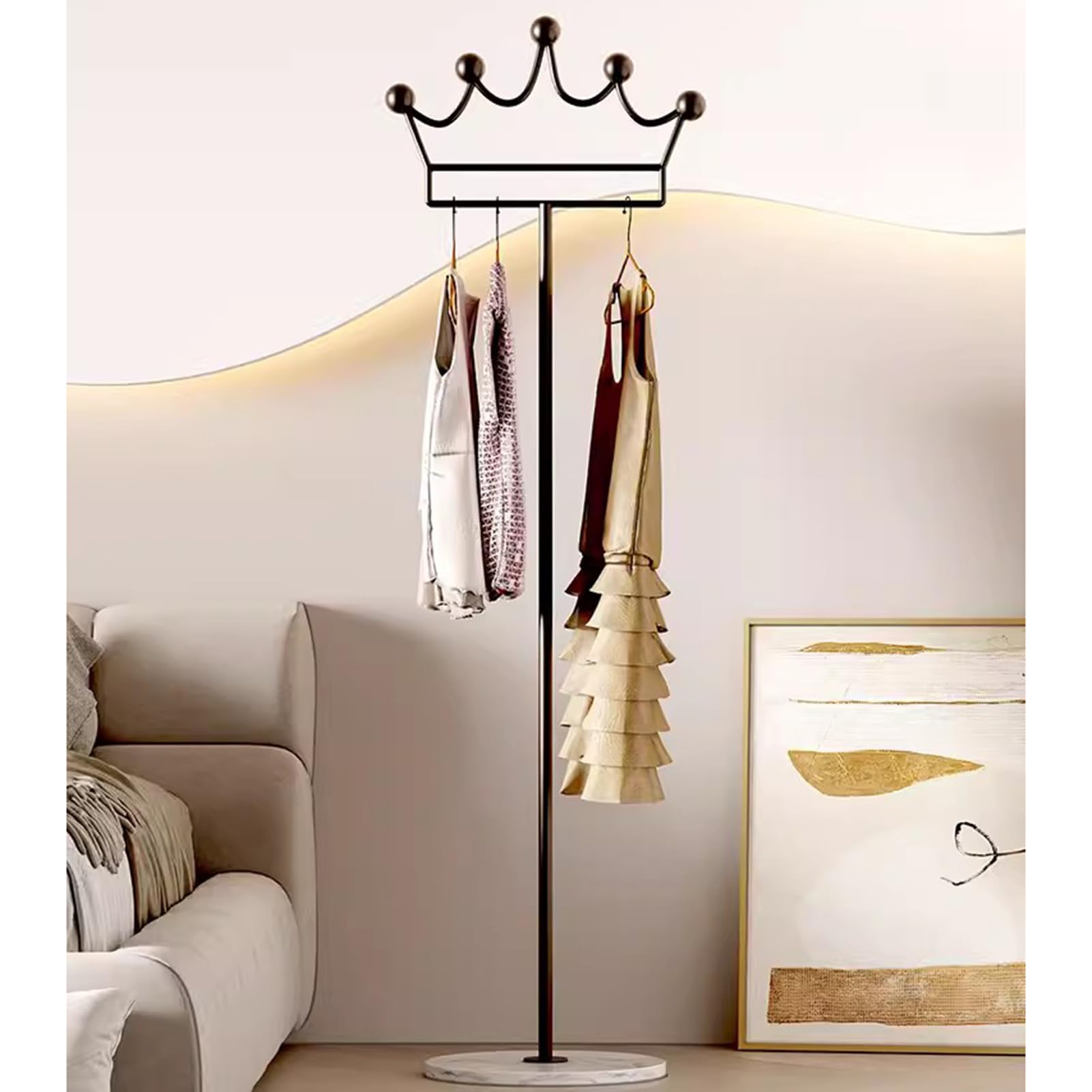 Appendiabiti Da Terra Moderno Con Base Marmo - 6 Ganci A Forma Di Corna, Per Camera E Ingresso - Foto 4