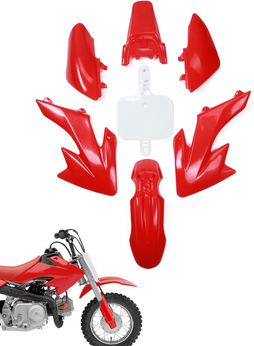 CRF/XR 50 ABS Plastic Fairing Fender Kit for CRF50 XR50 SSR SDG 125 And More Dirt Pit Bikes, Red