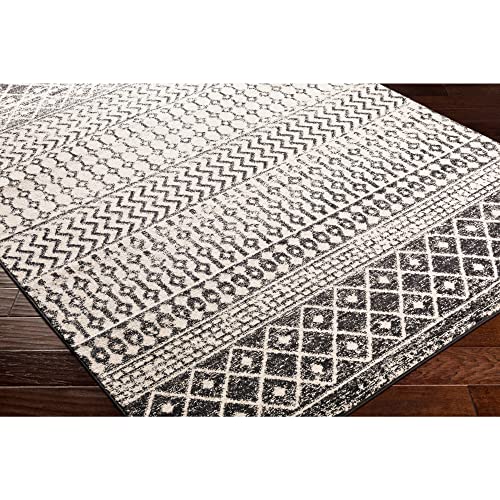 Image of Livabliss Area Rugs - 6x9 Chester Boho Moroccan Black Rug for Living Room Bedroom - White Grey Geometric Stain Resistant Carpet for Nursery, Kitchen And Office (6'7 inch x 9')