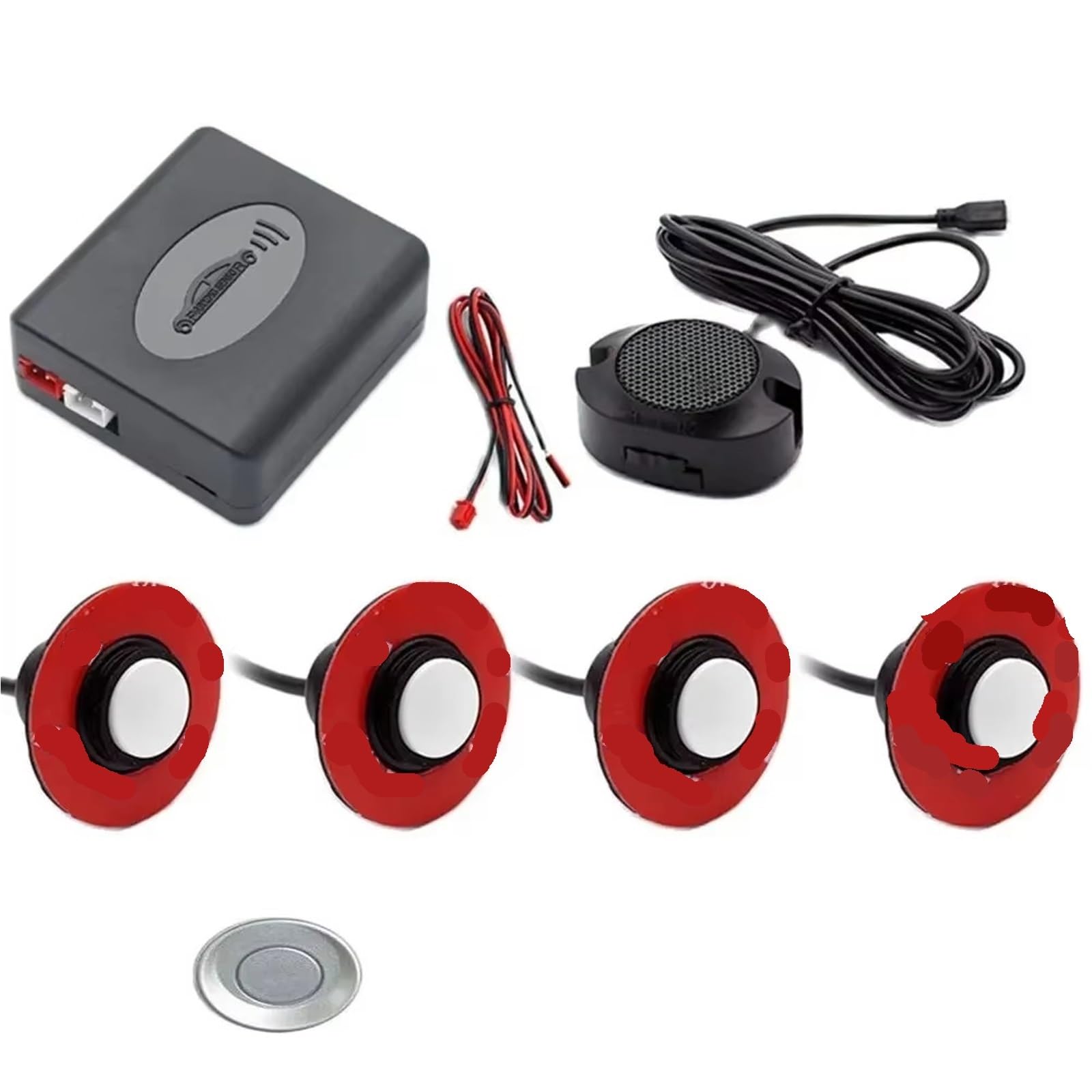 4 Sensori Radar Retromarcia Auto Sensori Parcheggio Rilevatori Cicalino Sistemi Assistenza Con Sonda Per Terra Kit 12 V Controllo Universale Distanza Sensore Retromarcia(Silver)