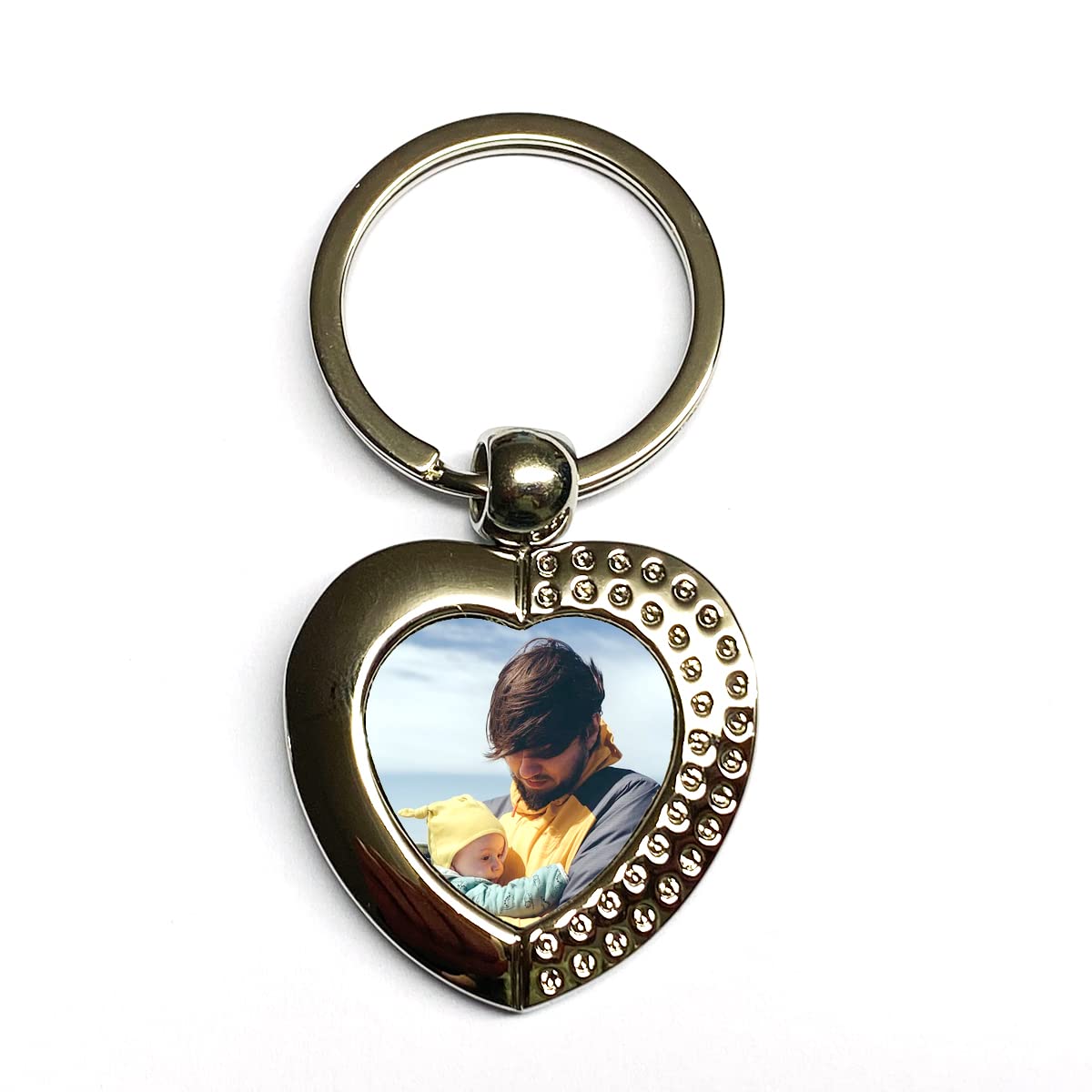 Shopquality4u Unisex Heart Keyring Personalised Photo Keyring Custom Keychain Engraved Keyrings Gift For Mum, Dad, Grandparents Perfect For Birthdays, Mother's Day, Father's Day, Anniversaries,Christmas Keepsake Present For Wedding