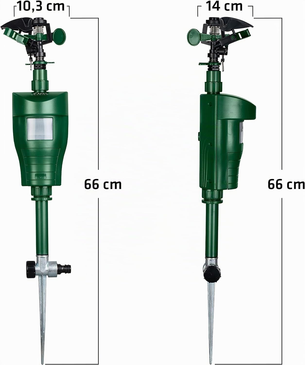 Gardigo® Repellente per Animali a Getto d'Acqua | Dissuasore per Gatti, Repellente per Cani, Scaccia Piccioni | Sensore di Movimento-Raggio d'Azione fino a 10m | Disabituante Gatti, Uccelli, Cani