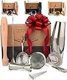 A Bar Above 14-Piece Stainless Steel Bartender Kit, Premium Professional Barware Set for Home Bars and Mixologists, Includes Cocktail Shaker, Jigger, Spoon, Strainers, Muddler, Picks, and More