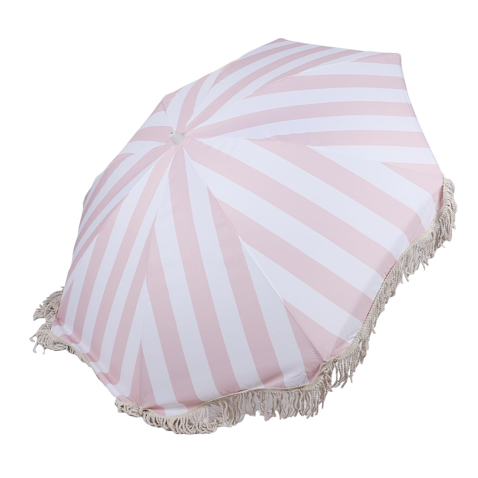 Acouto Fringe Patio Parasol Zewnętrzny Parasol Plażowy 84,6 X 70,9 Cala z żebrami z Włókna Szklanego i Drewnianym Słupkiem UPF 50 Plus Odchylana Osłona Przeciwsłoneczna do Ogrodu Plaża Basen Wesele