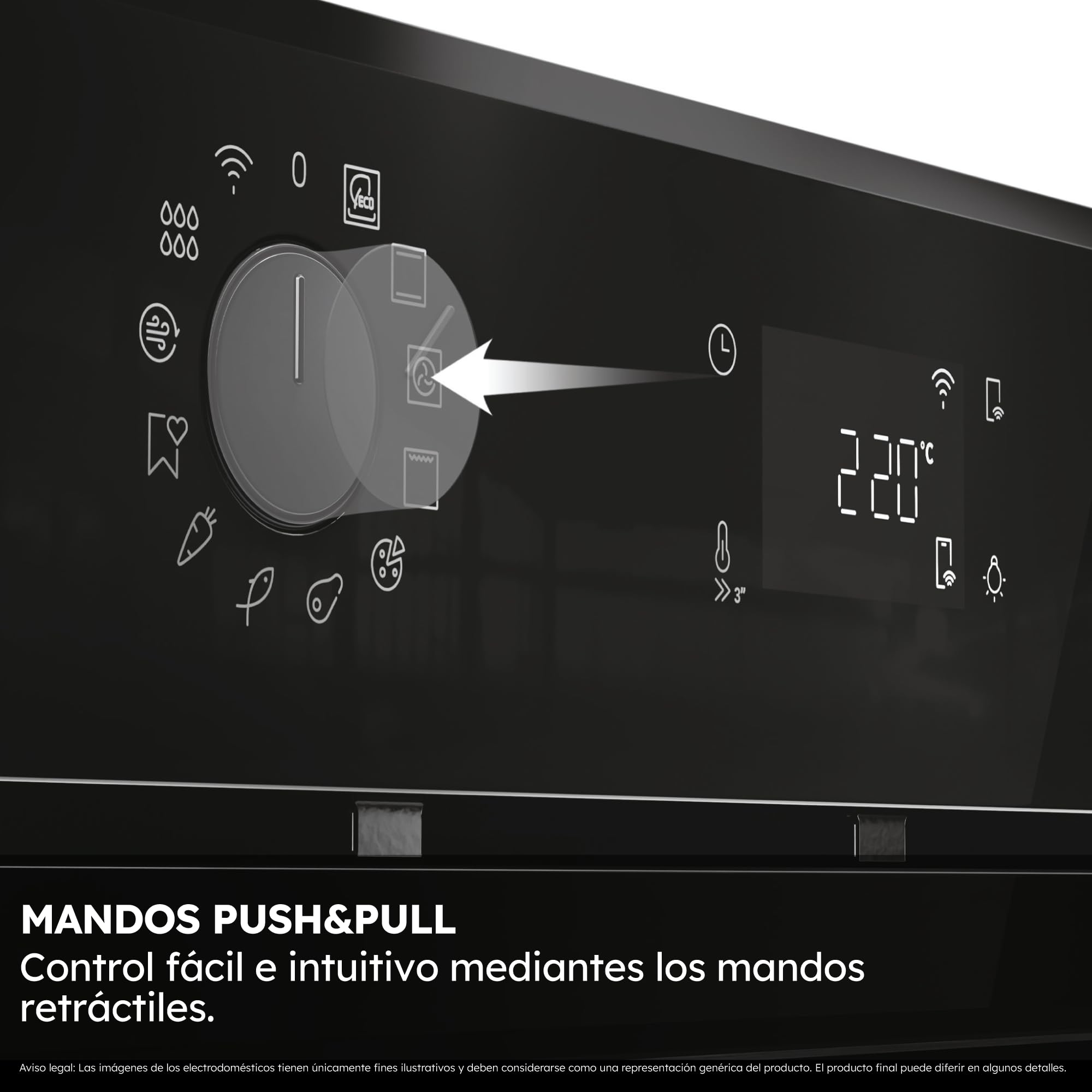 Haier ID Series 2 H6 ID2P5B3YTB - Horno Multifunción Pirolítico e Hidrolítico, Conectividad WIFI, 78L, Cocción multinivel, 12 Funciones, Display táctil y Mandos giratorios, Guía Telescópica, Negro
