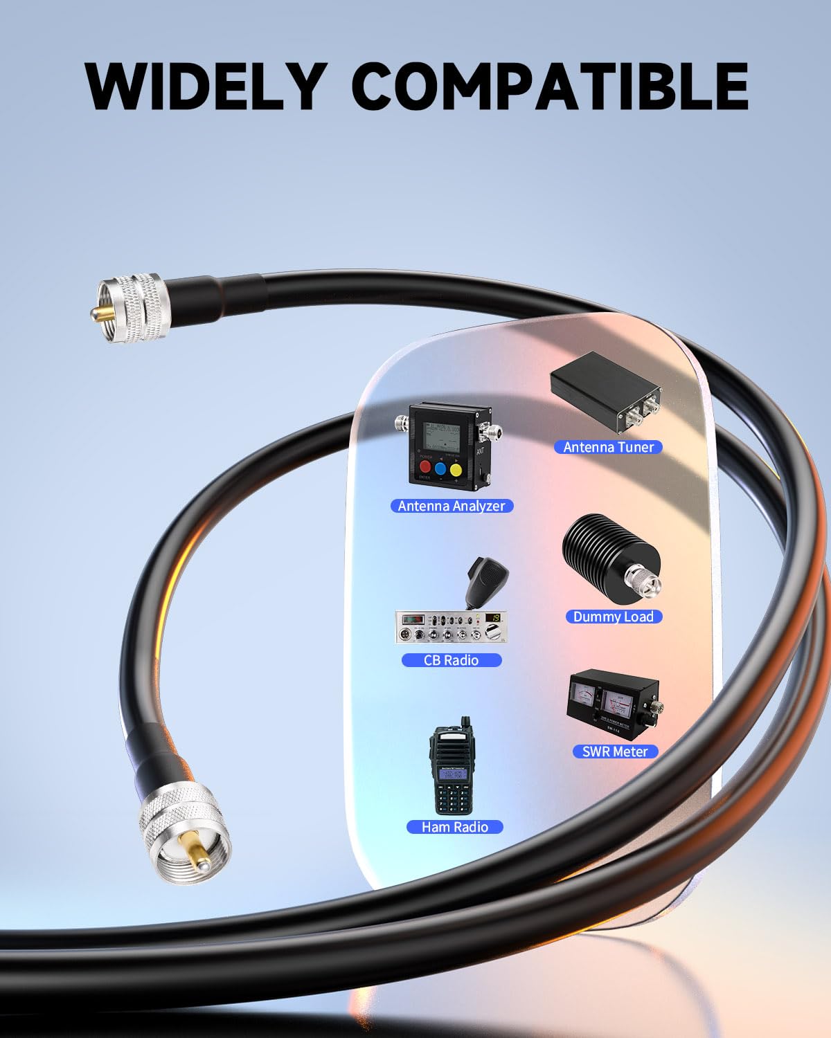 Superbat Cable CB PL259 UHF ALSR400 50 Ohm de 6m, Cable Coaxial Radioaficionado HF Macho a Macho de Pérdida Ultra Baja para Radio VHF, Medidor SWR, Analizador de Antena, Carga Ficticia, Walkie Talkie