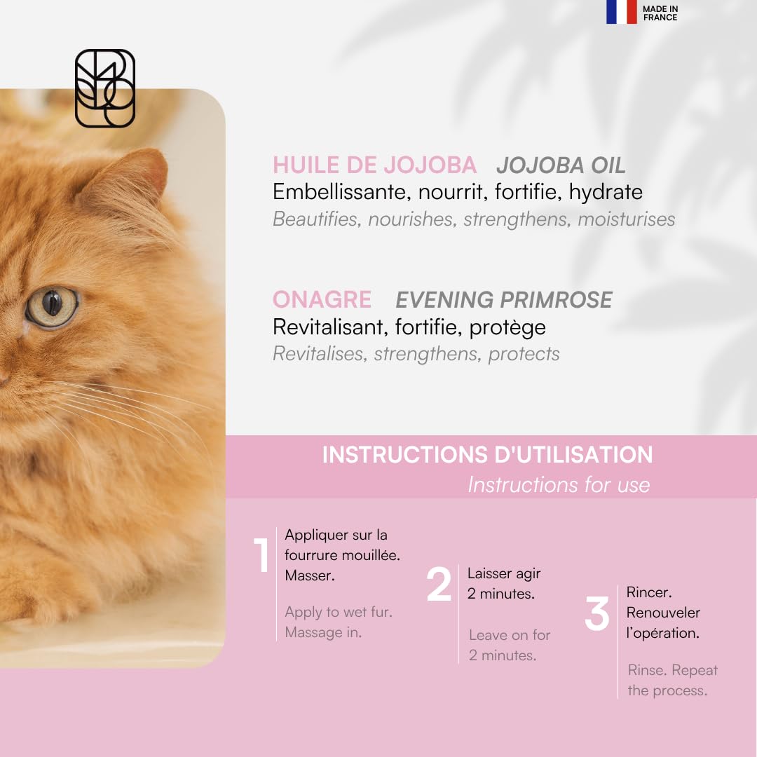 Biogance - Shampooing Poils Longs - Long Coat - 150 ML - Produit hygiène pour Chat - à Base d’Huile de jojoba, d’Evening Primrose, d’inuline