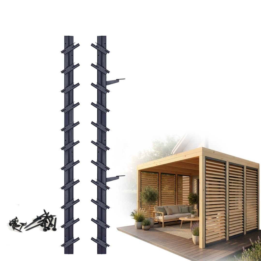 Prestige Ostaszewska ShutterPRO - système de supports en acier galvanisé pour 11 lames orientables | 100 cm | Anthracite | Kit sans lames pour brise-vue de terrasse, pergola et balcon