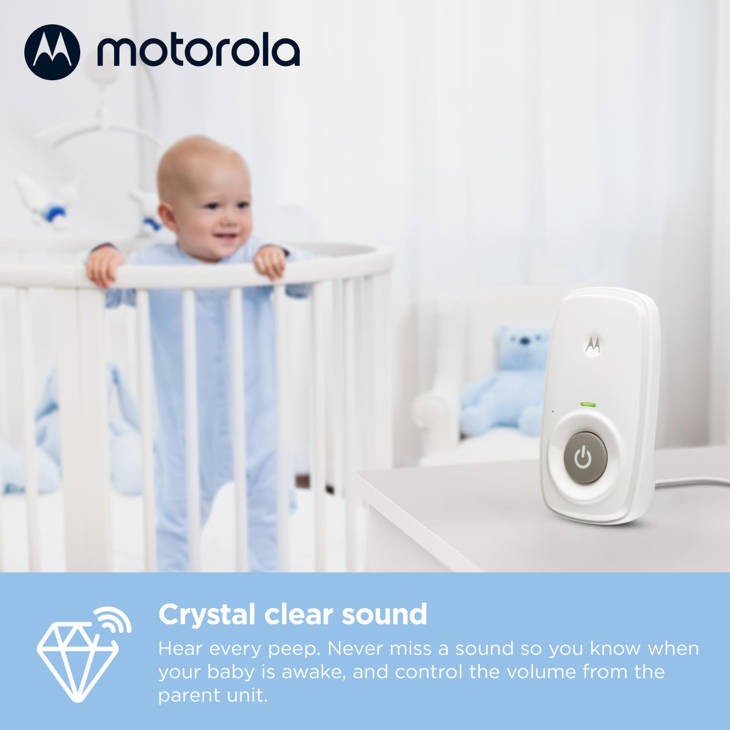 Motorola Nursery AM21/MBP21 Audio Baby Monitor - Digital Baby Monitor with DECT Technology for Audio Monitoring - 300 Meter Range - High Sensitivity Microphone - White — view 5