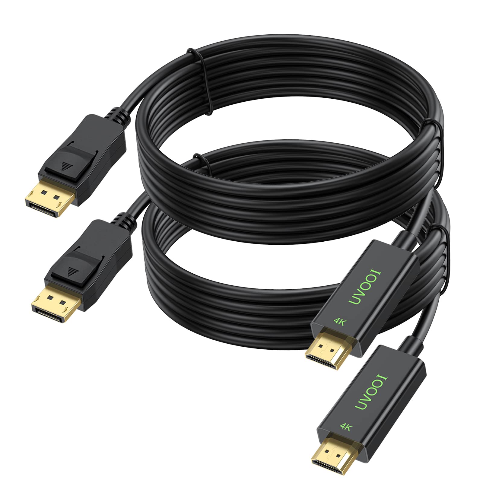 Amazon.com: UVOOI 4K Display Port to HDMI Cable 10FT 2-Pack, DP to