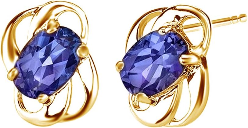 Simulated Alexandrite Color Changing Earrings In 925 Sterling Silver