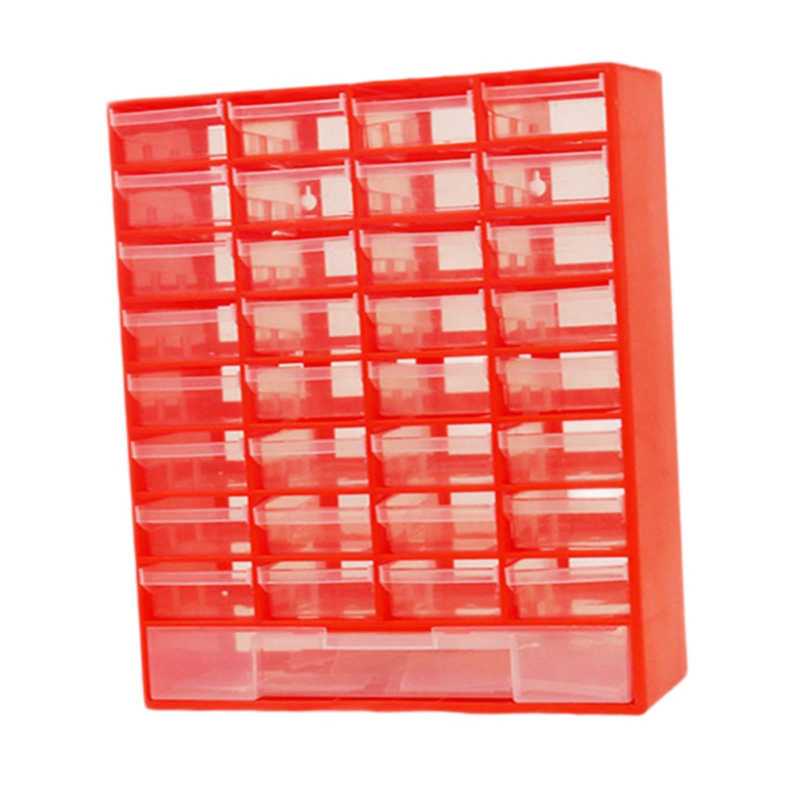 Kompakter Schubladen Organizer mit 33 Rot 30 x 13.1 x 40.8 cm | Schubladen zur Aufbewahrung von Make up, Stiften, Schmuck und Bürobedarf. Wandmontierter Bastelorganizer mit , Rot , 30 x