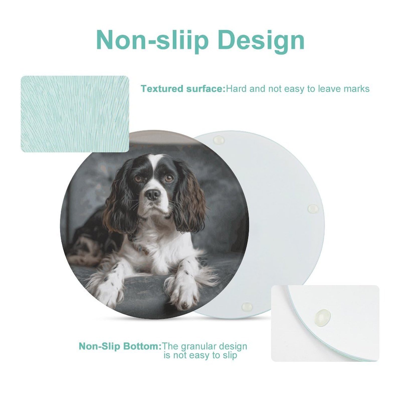 Spaniel On The Sofa - Tabla de cortar redonda fácil de limpiar, tablas de cortar para cocina de tamaño grande 7.9, tablas de cortar esenciales de cocina convenientes para carne y verduras