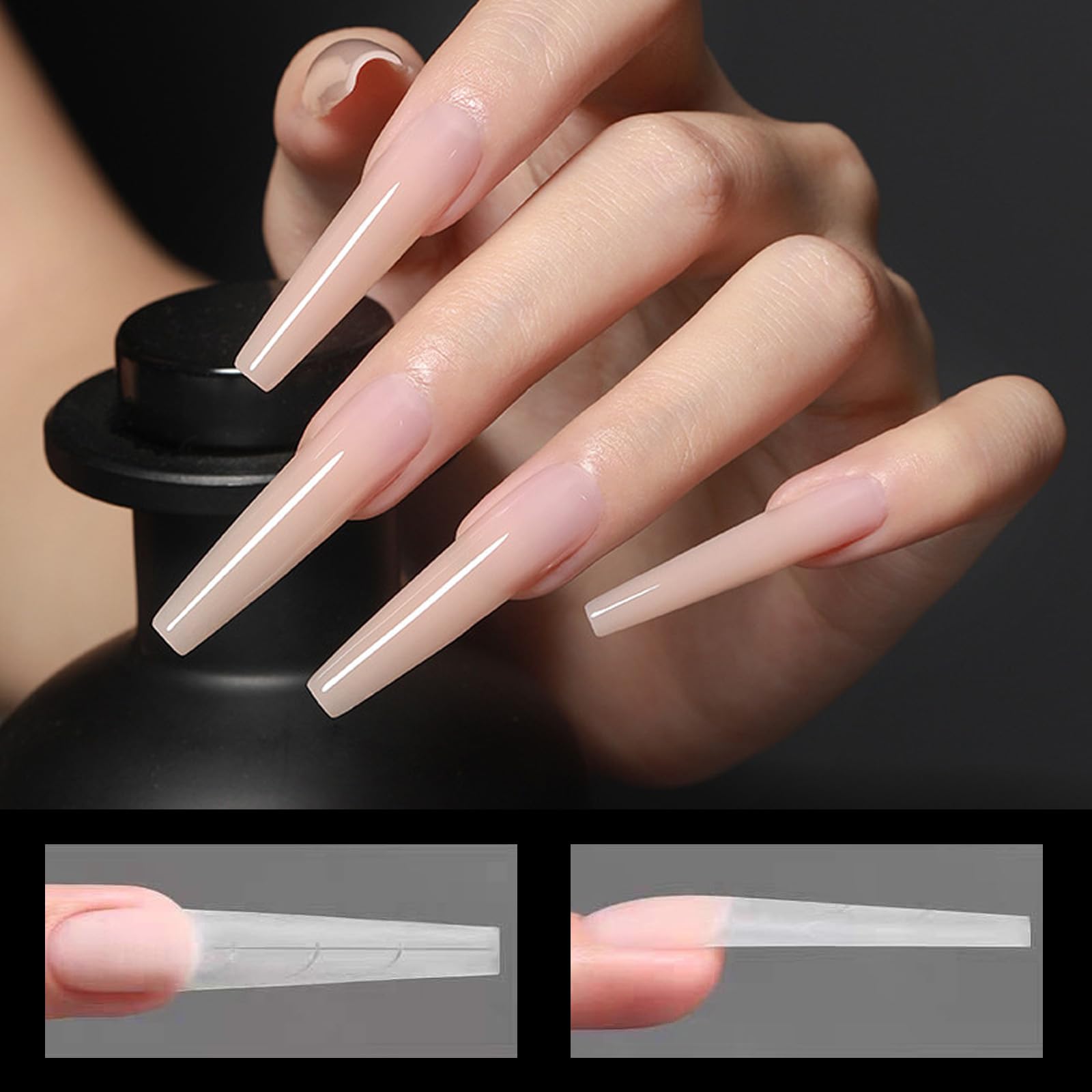 Juego de 240 uñas de doble punta, formas de sándwich para uñas postizas, juego de extensiones de uñas de gel para extensiones de uñas francesas, arte de uñas DIY (forma trapezoidal disponible)