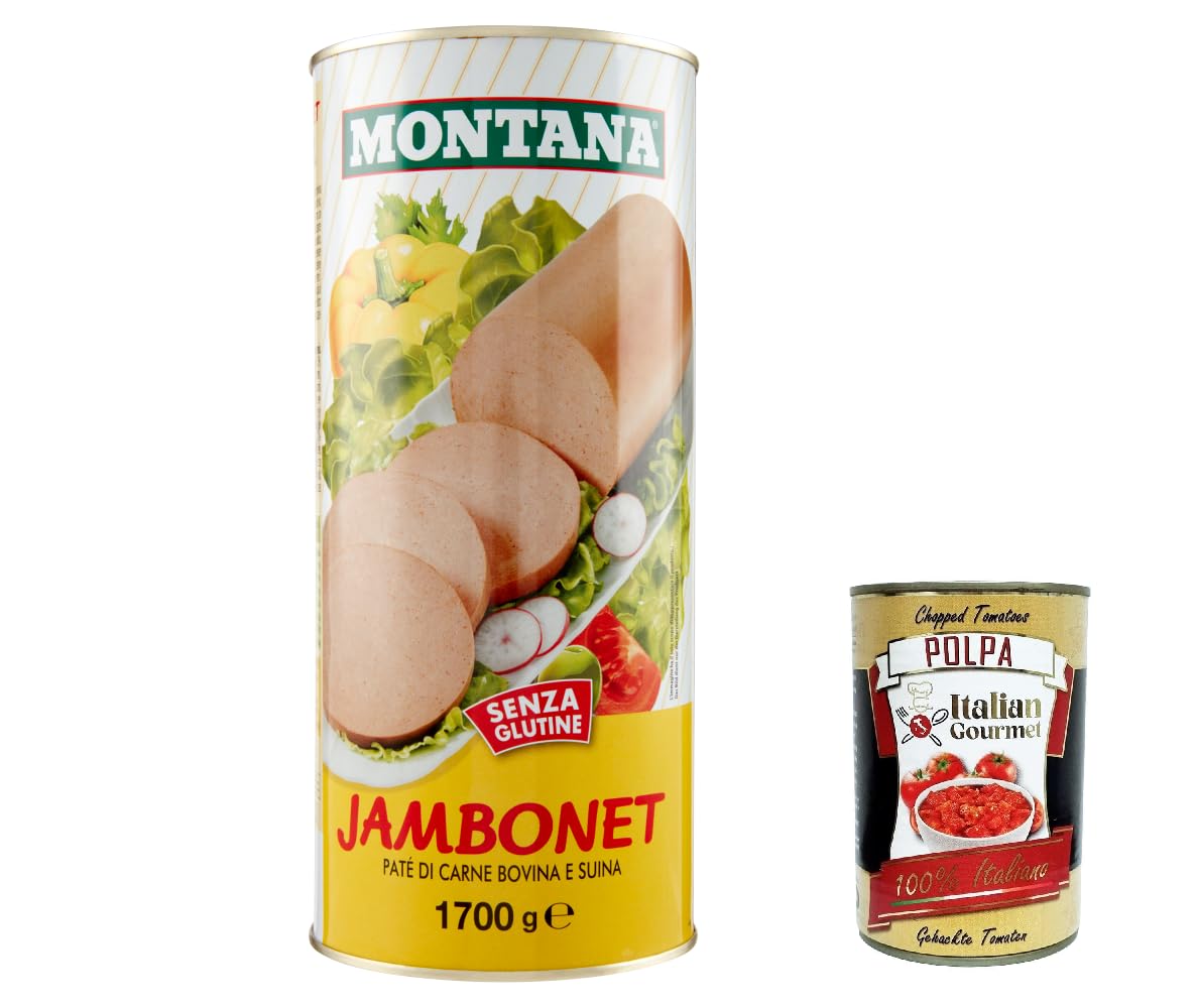 Italian Gourmet Jambonet Patè di carne bovina e suina 6 x 1,7kg für Brot | Streichzarte Fleischcreme, sapore ricco ideale per antipasti e schnelle, Gesamtnettogewicht 10,2 kg + Kostenlos Polpa 400g