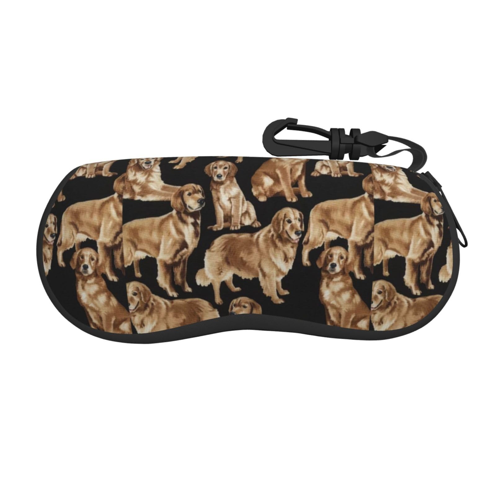 LimPac Gold Sequin Sparkle Stylish Glasses Case,Sunglasses Case - Oversized, Zipper Closure, Trendy Print Design, Golden Retrievers, One Size