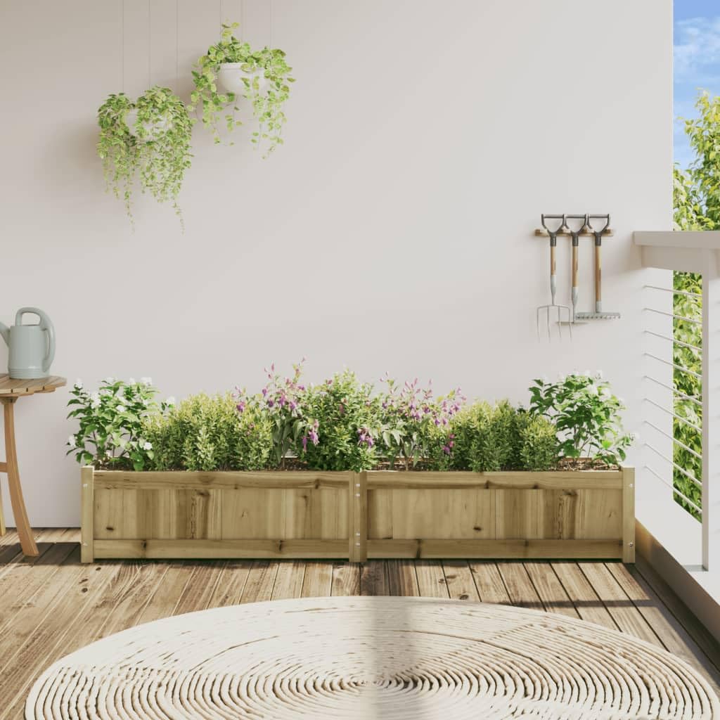 Impregnowana donica z drewna sosnowego, 180 x 31 x 31 cm, donica na kwiaty, na balkon, taras, do użytku na zewnątrz, dekoracja ogrodowa, odporna na warunki atmosferyczne, na zioła, warzywa, z